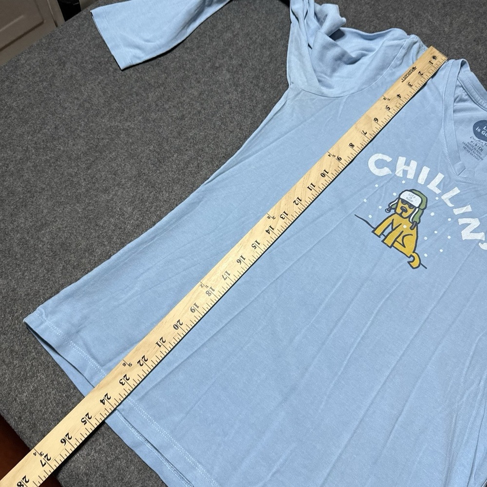 Life is Good Crusher Tee Womens Chillin Dog Longsleeve Shirt Size S Retro Y2K - Picture 9 of 9